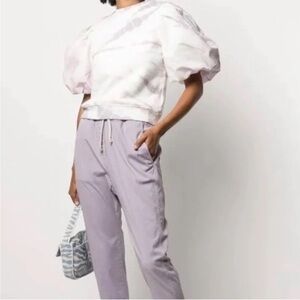 Ulla Johnson Elliott Tie-Dye Puff Sleeve Sweatshirt in 'Thistle'